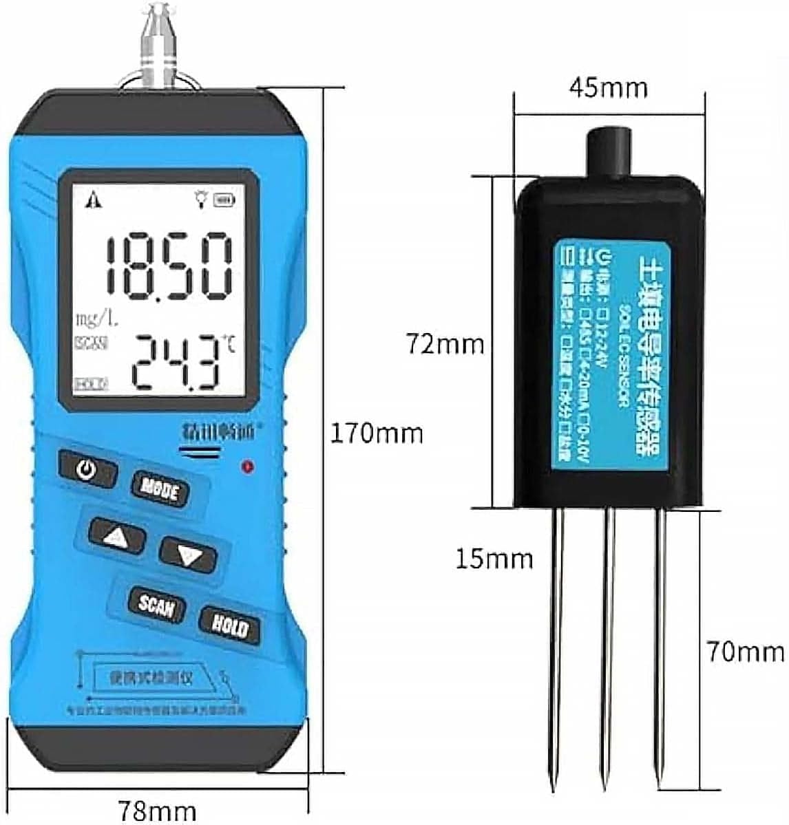Analizador De Suelo 7 En 1, Analizador De Suelo Multifuncional, Digital De Alta Precisión Y Sensibilidad, Medidor De Potasio Npk, Ph, Humedad Y Conductividad De Nutrient,Size_Name-EC Testing