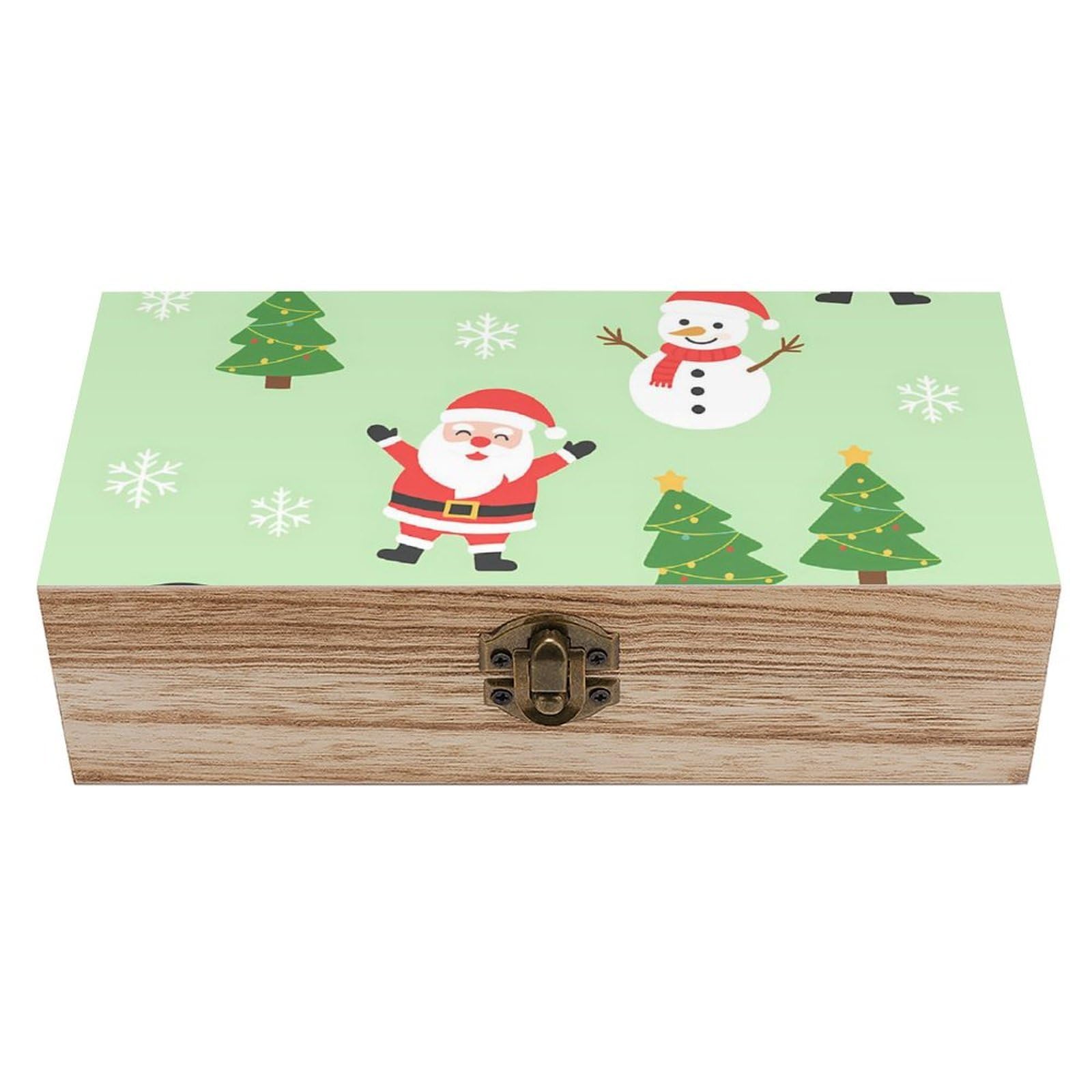 HLBSDM Green Christmas Snowman Santa Claus Tree Retro Wooden Storage Box Jewelry Art Gift Boxs Decorative Keepsake Boxes