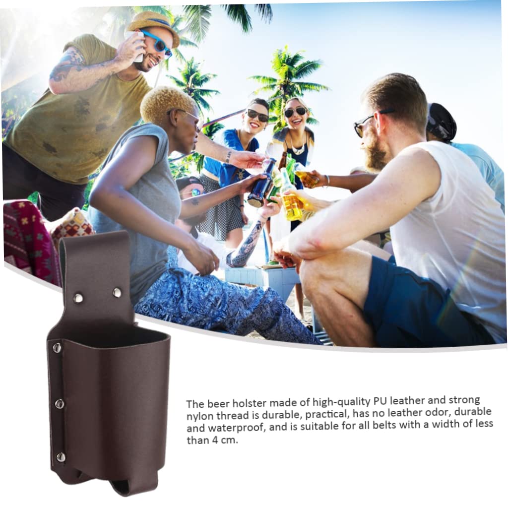 Bierholster - Drank Heuptas Bierhouder | Riem Flessenhouder, PU Lederen Bierfleshouder Riem, Cool Bier Accessoires, Drank Heuptas Bierhouder Riem Handen - Waterdicht, Bruin, Refer to description