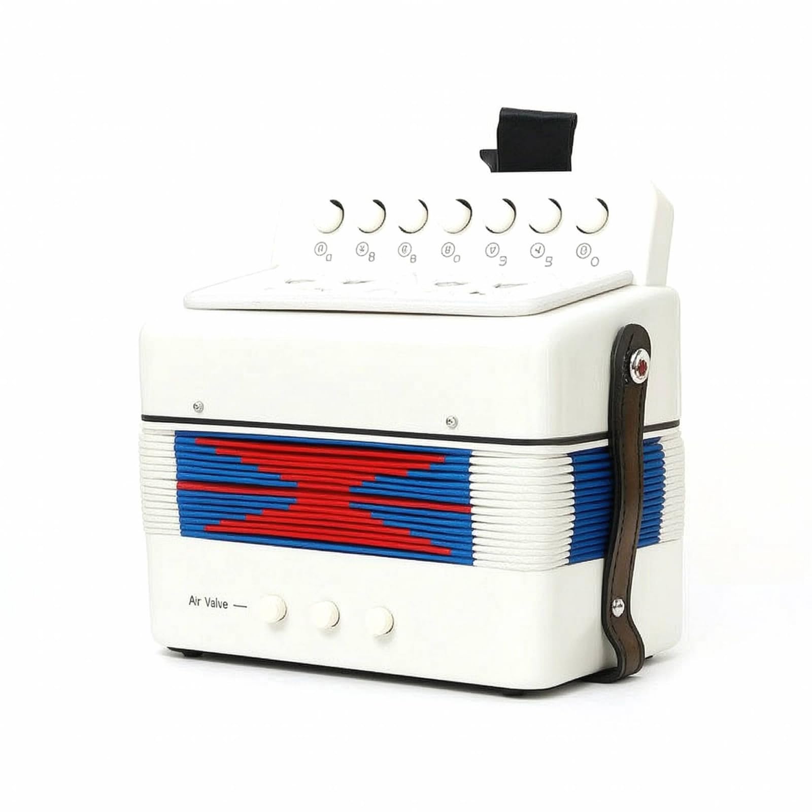 Accordéon à 7 Touches sans Pile Accordéon Jouet Portable Instrument Musique pour Enfants, École , Blanc