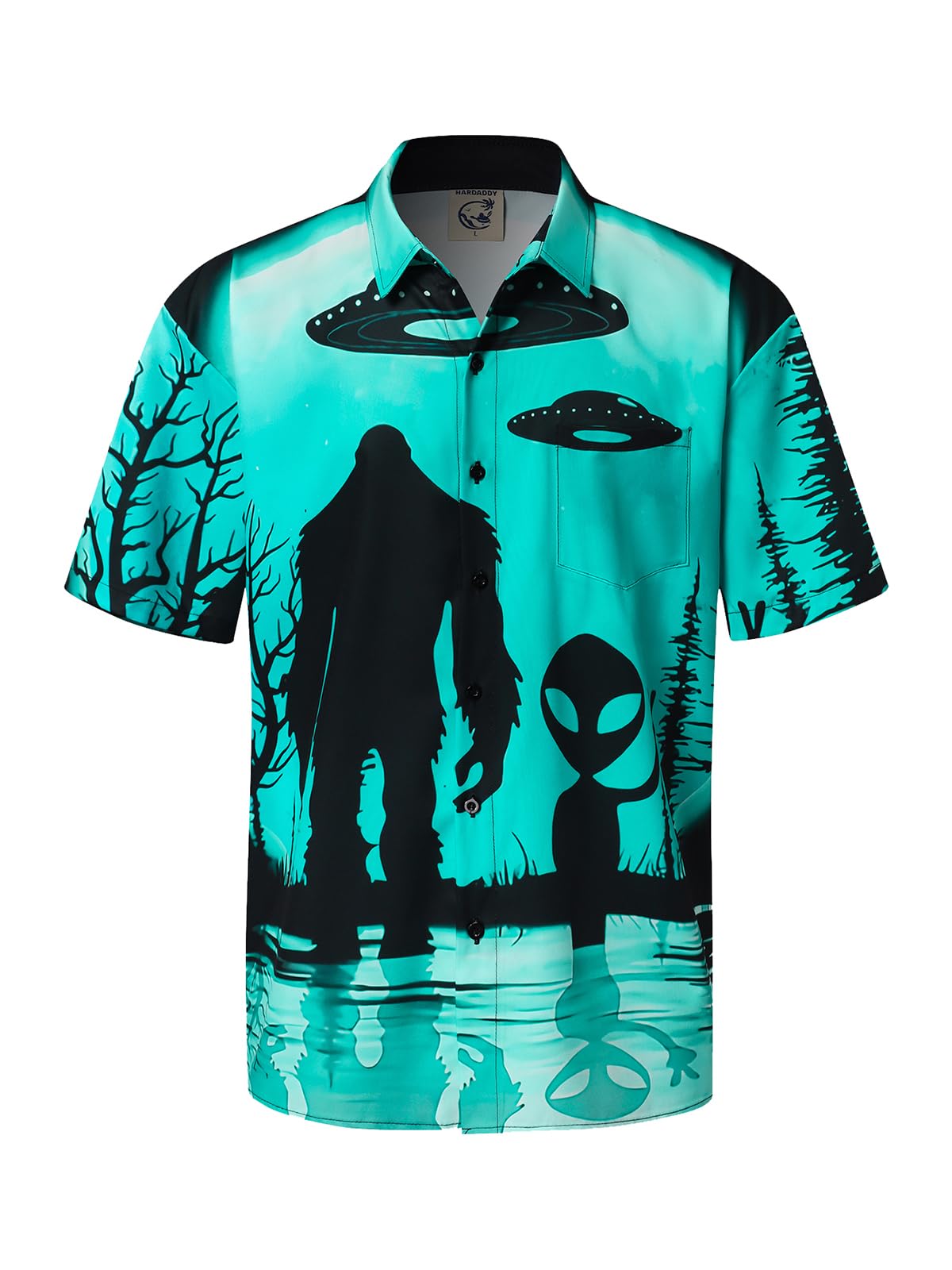 Hardaddy Men's Hawaiian Shirt Short Sleeve Funny Printed Casual Button Down Aloha Shirt