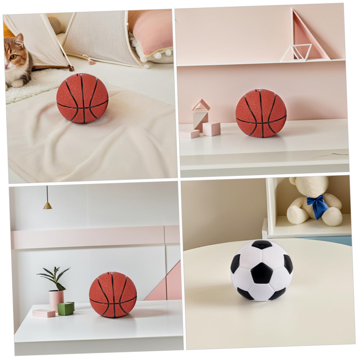 Salvadanaio a Forma di Football 2 Pezzi in Vinile per Bambini