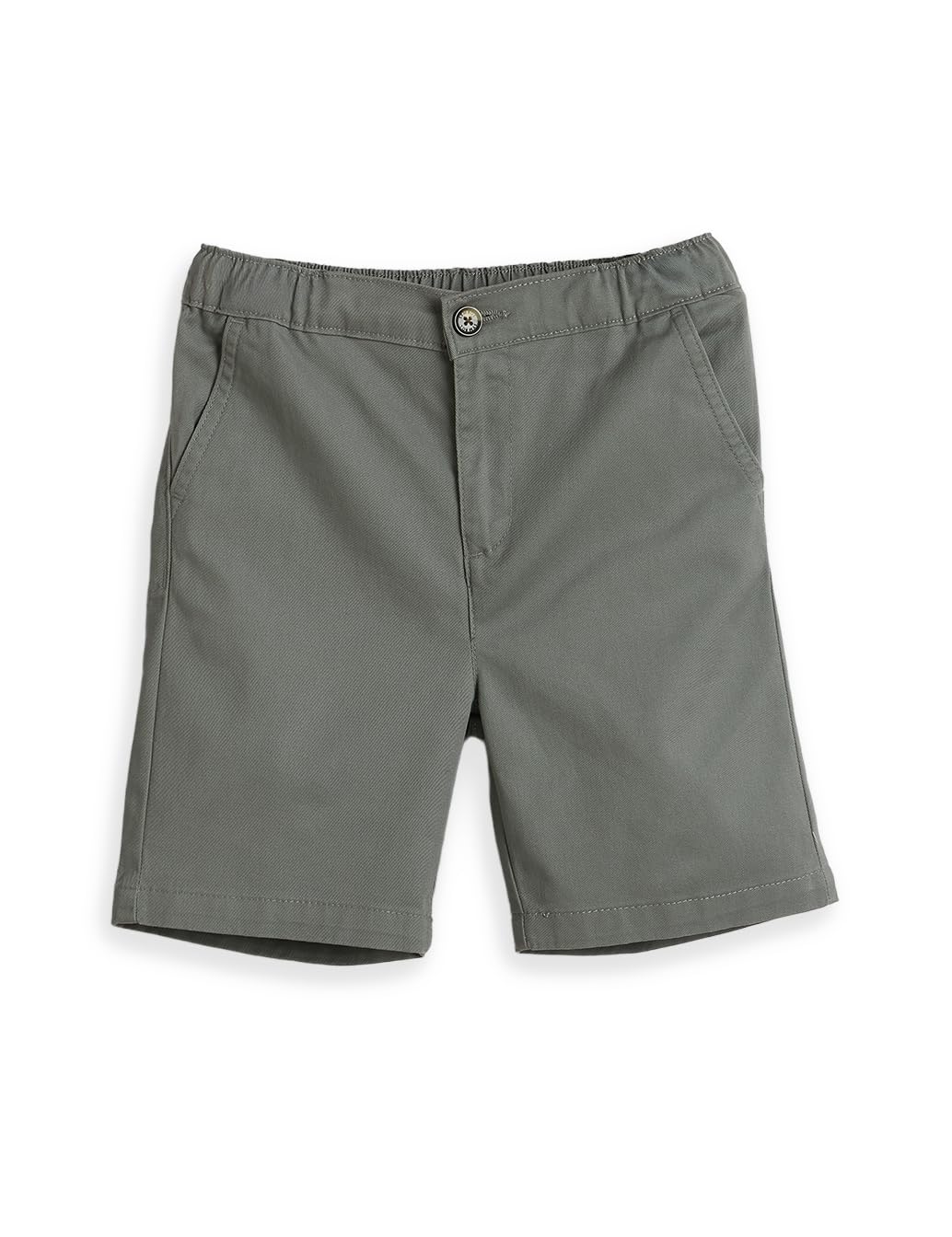 Amazon Brand - Symbol Kids Boy's Cotton Stretchable Solid Chino Shorts (KD-WBB-SS25-132_Grey_8-10 Years)