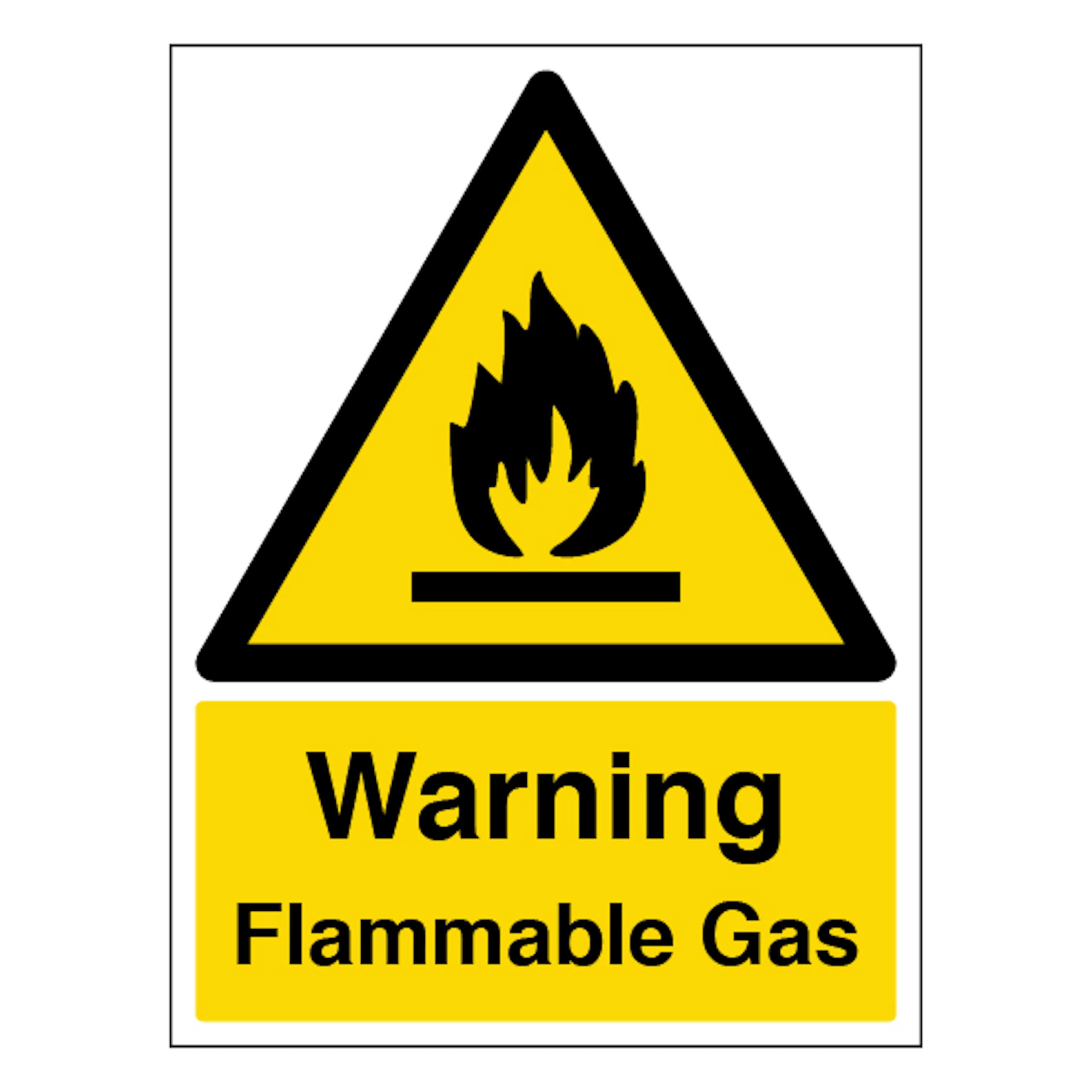 V Safety Warning Flammable Gas - Portrait 150 x 200mm - 1mm Rigid Plastic Safety Sign