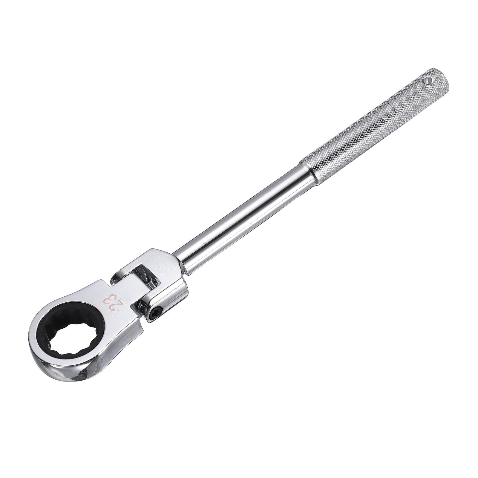 sourcing map Flex Head Ratcheting Wrench 23mm Metric Carbon Steel Chrome Plating Quick-Release 12-Point 72-Tooth Ratchet Wrench with Anti-Slip Handle for Home Auto Repair Machine Maintenance