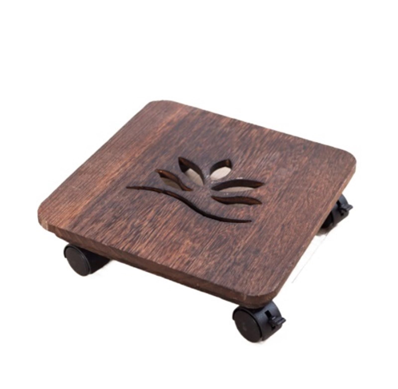 HPTHLY Pots Holders Wooden Plant Cart With Swivel Casters Movable Flower Pot Rack For Indoor And Outdoor Flower Pot Dolly (Square 26Cm)