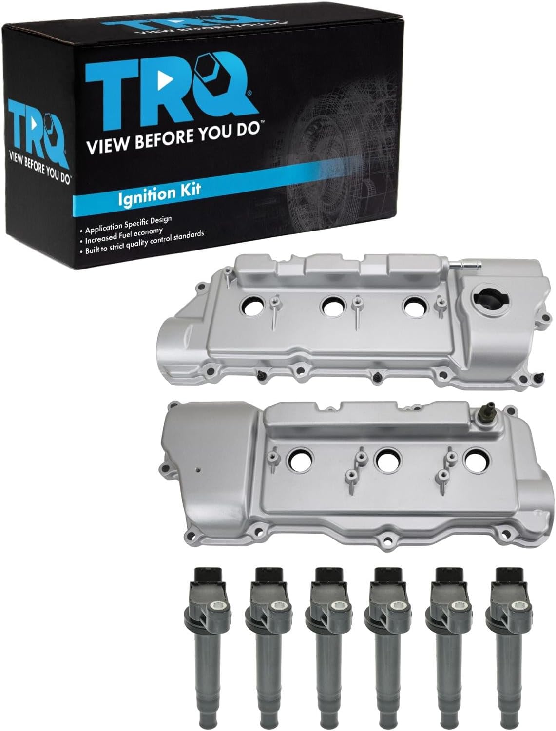 TRQ Ignition Coil Kit 8 Piece Valve Cover Compatible with 2001-2003 Lexus RX300 2004-2006 ES330 RX330 Toyota Camry Sienna 2006-2008 RX400h 2002-2003 ES300 Avalon 2001-2008 Highlander 2004-2008 Solara