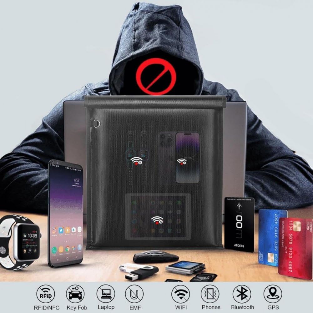 5 Pezzi/Set Borse Faraday Borsa per Documenti Ignifuga Borsa Impermeabile Borsa per Schermatura del Segnale Borsa Bloccante per Laptop, Tablet E Chiavi della Macchina