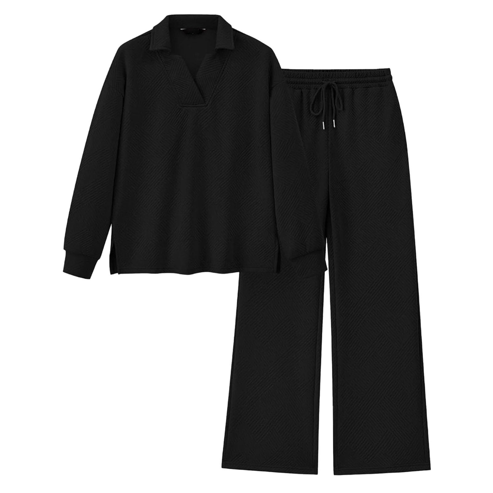 Tute Donna Sportive - Completo Pantaloni Donna Elegante Veste con Scollo a V e Maniche Lunghe Tessuto Elasticizzato per Versatile e Confortevole