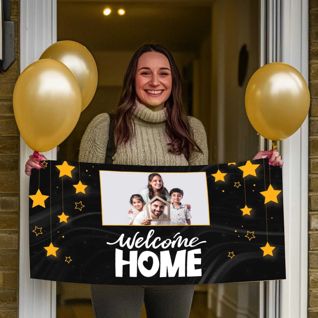 Personalized Welcome Home Banner Indoor Outdoor Party Decor for Special Returns, Family Reunion and Special Occasions Easy to Hang banner