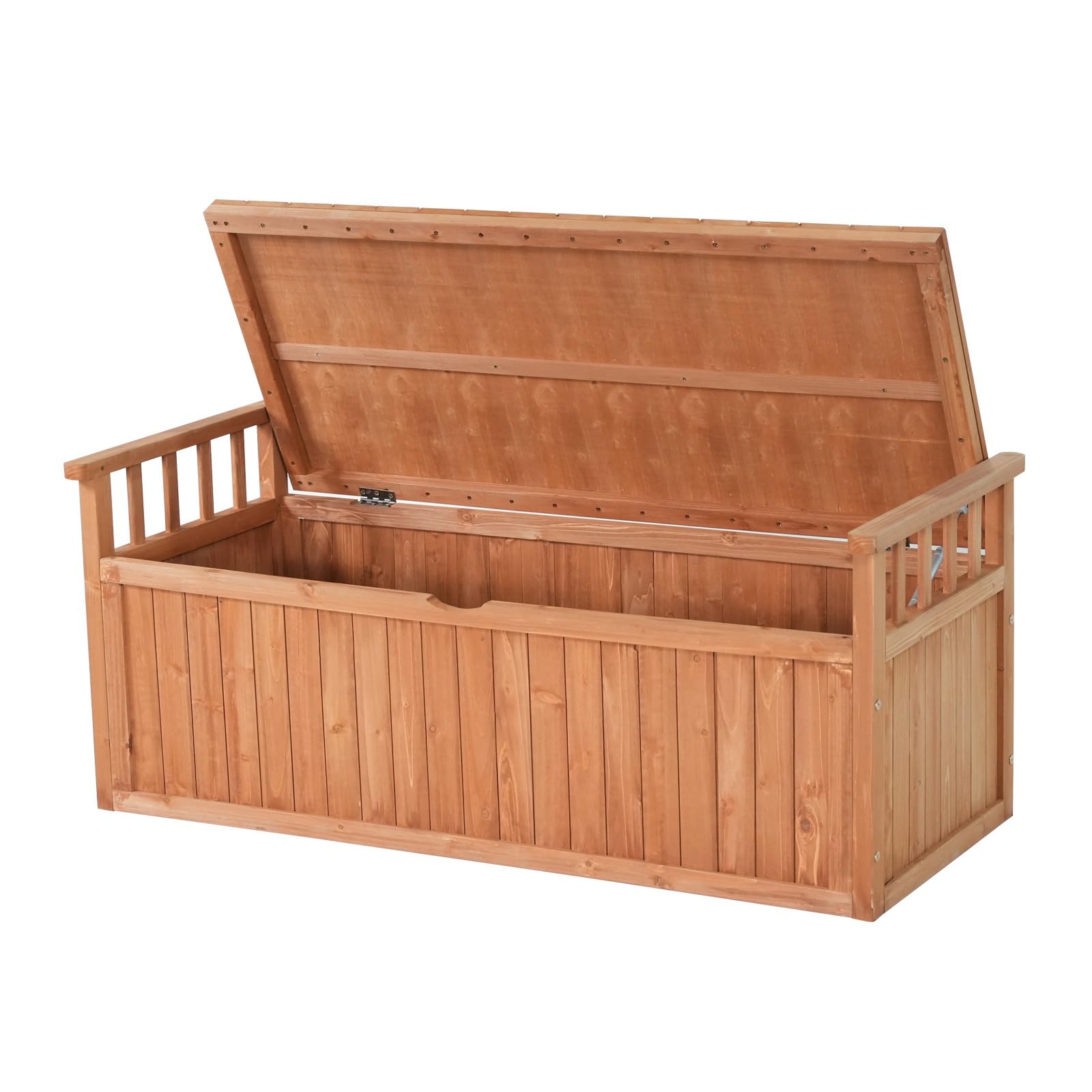 BIRCHTREE Wooden Garden Bench 2 Seater Storage Box with Lid Outdoor Patio Deck Furniture Container Trunk BT-WGB04 Natural