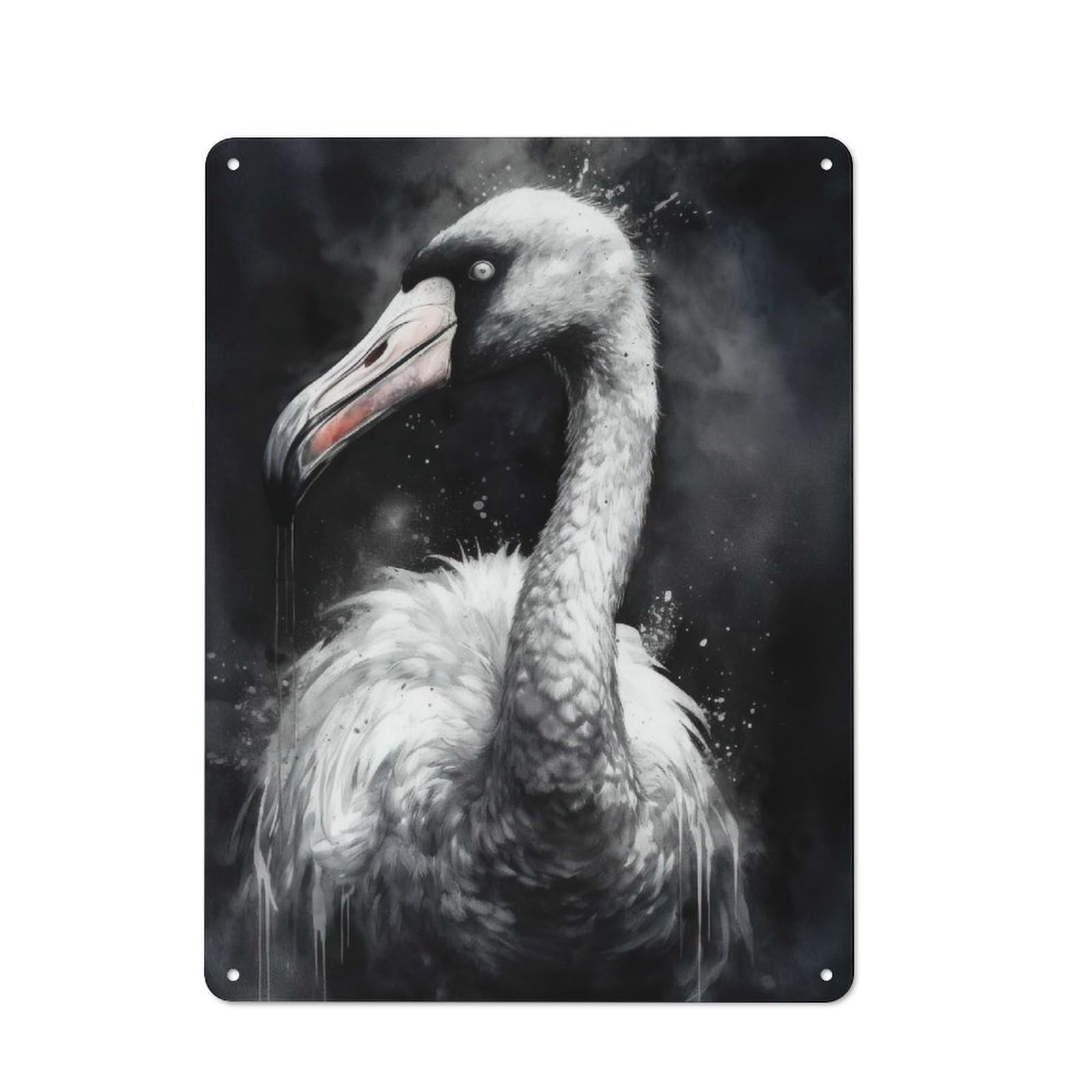Junmoney Flamingo Charm Watercolor Tin Wall Plaque 40X30cm With For Living Room Or Hallway, For Garage, Workshop And Man Cave Decoration