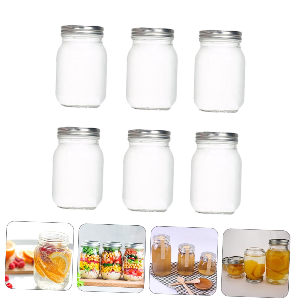 VALICLUD 6 Stück Teiliges Transparentes Glas Vorratsglas Rund Luftdicht Verschließbar Vielseitig für Marmelade Honig Tee Trockenfrüchte Hygienisch und Praktisch für Küche und Haushalt