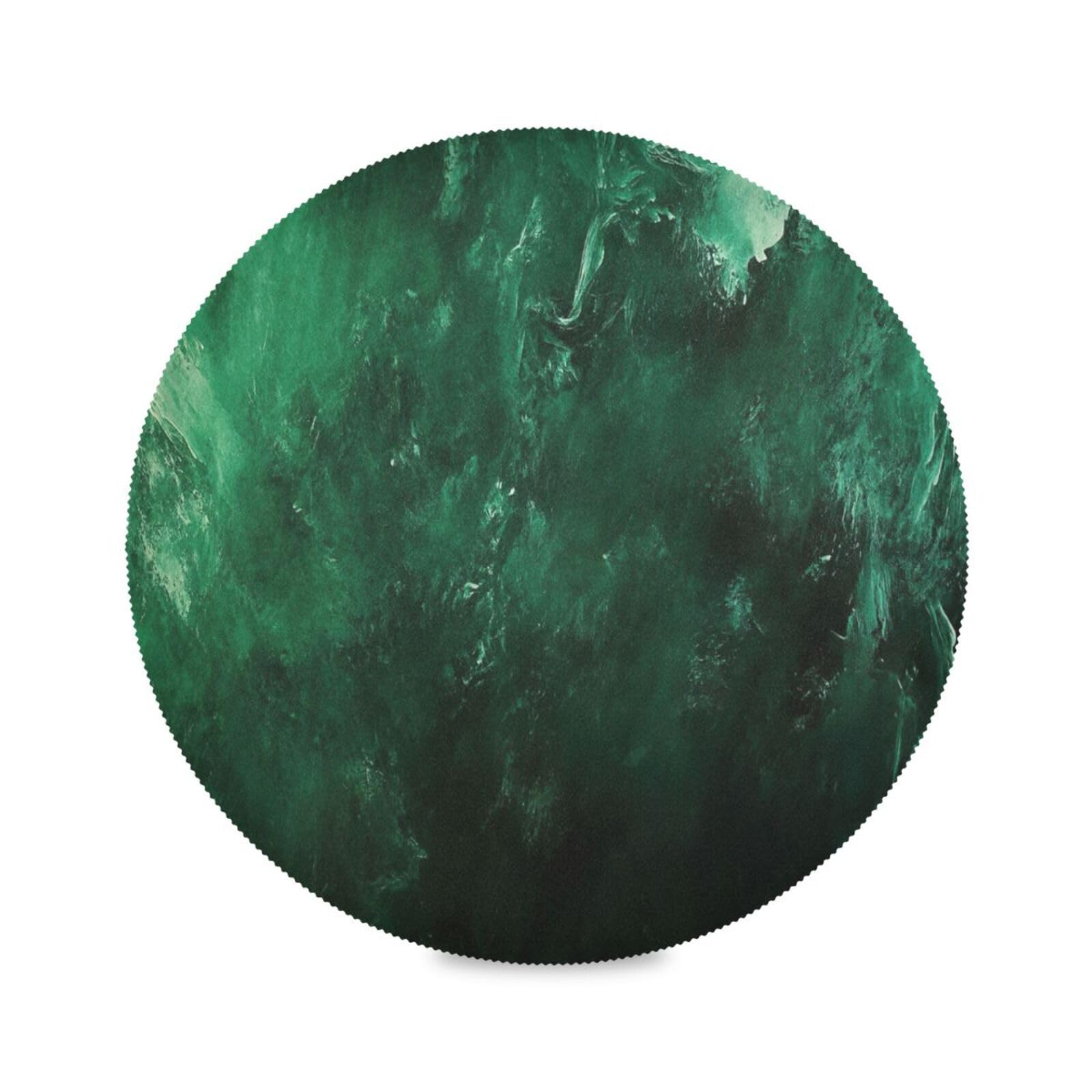 Ewusp Dark Green Marble Round Placemats Set of 6 Non-Slip Table Mat Heat Resistant Placemat for Dining Table Kichen Party Table Diameter Decor 15.4 inch