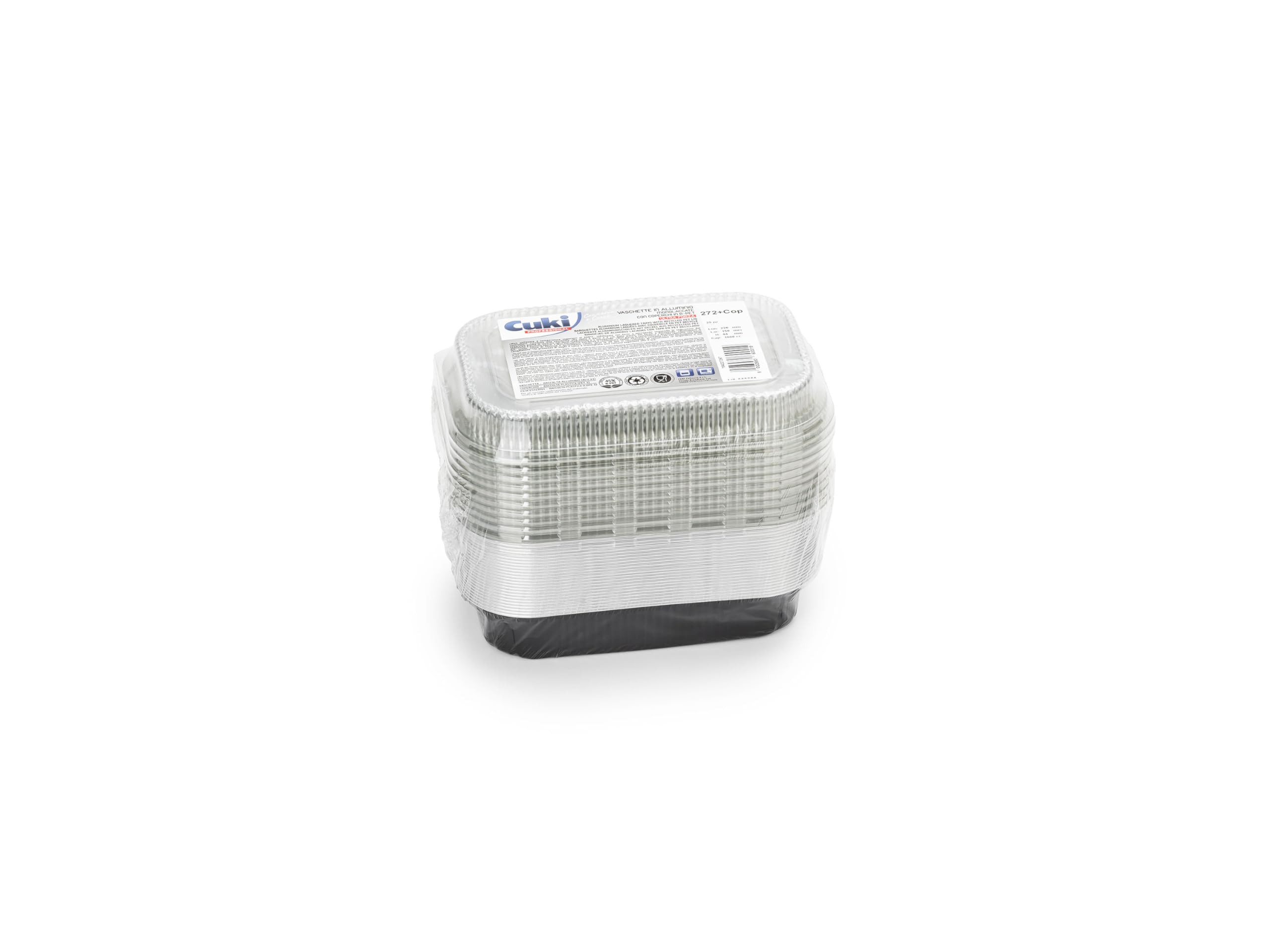 vaschette alluminio con coperchi ultra-forza, 2 porzioni, laccate, cm22x15xh4 , 1 confezione da 25 pezzi, monouso per forno, microonde, frigo, cottura, conservazione