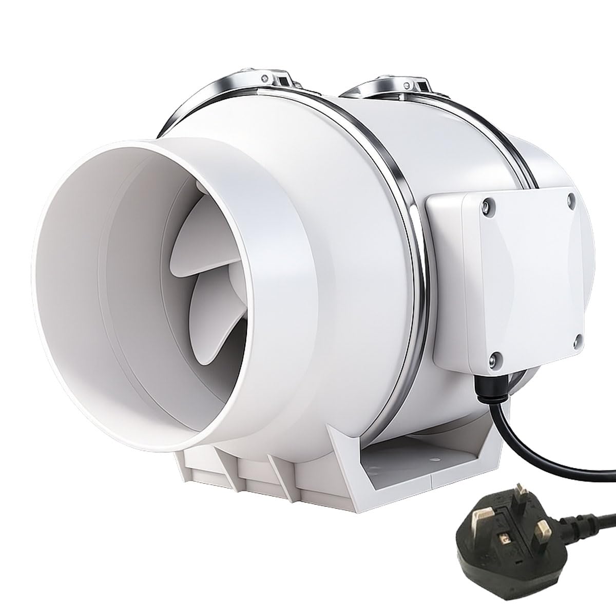100mm Quiet Inline Extractor Fan, 220m³/h Airflow for Kitchens