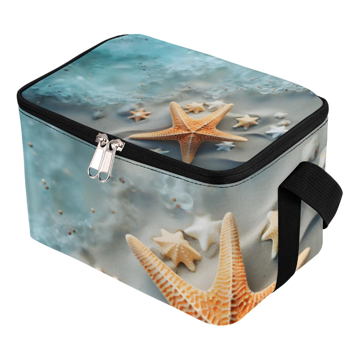 GzLeyigou Lunch Bags for Women Men 9 Cans,Starfishes Sea Hot & Cold Food Delivery Bag Insulated Grocery Bag Insulated Lunch Box Beach Cooler Bag for Office Work Picnic Beach