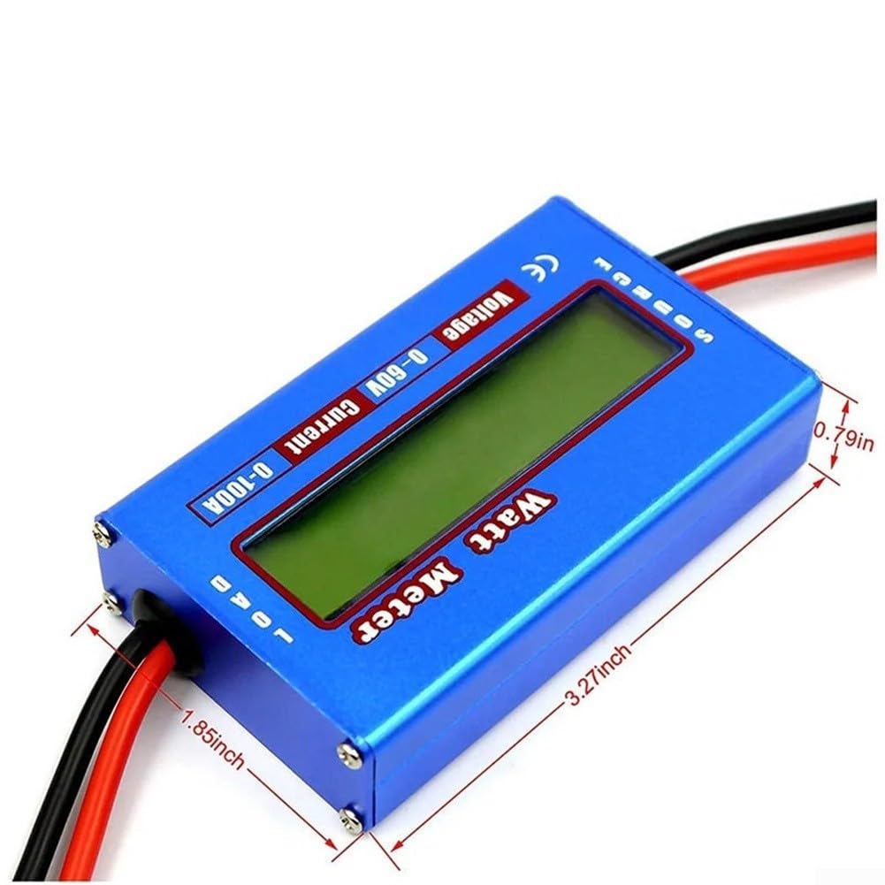 Analyseur de batterie CC 60 V 100 A Wattmètre testeur de tension en métal pour panneau solaire et circuit RC Mesure de performance avec courant et suivi Faible résistance Bleu