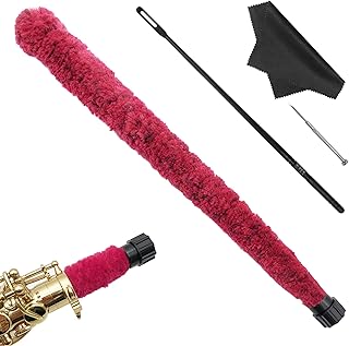 4 pcs Saxophone Cleaning Kit, lyfLux Flute Cleaning Kit, Flute Cleaning Cloth, Cleaning Brush, with Screwdriver, for Saxophone Maintenance and Cleaning, Flute Cleaning.(Red Cleaning Brush)