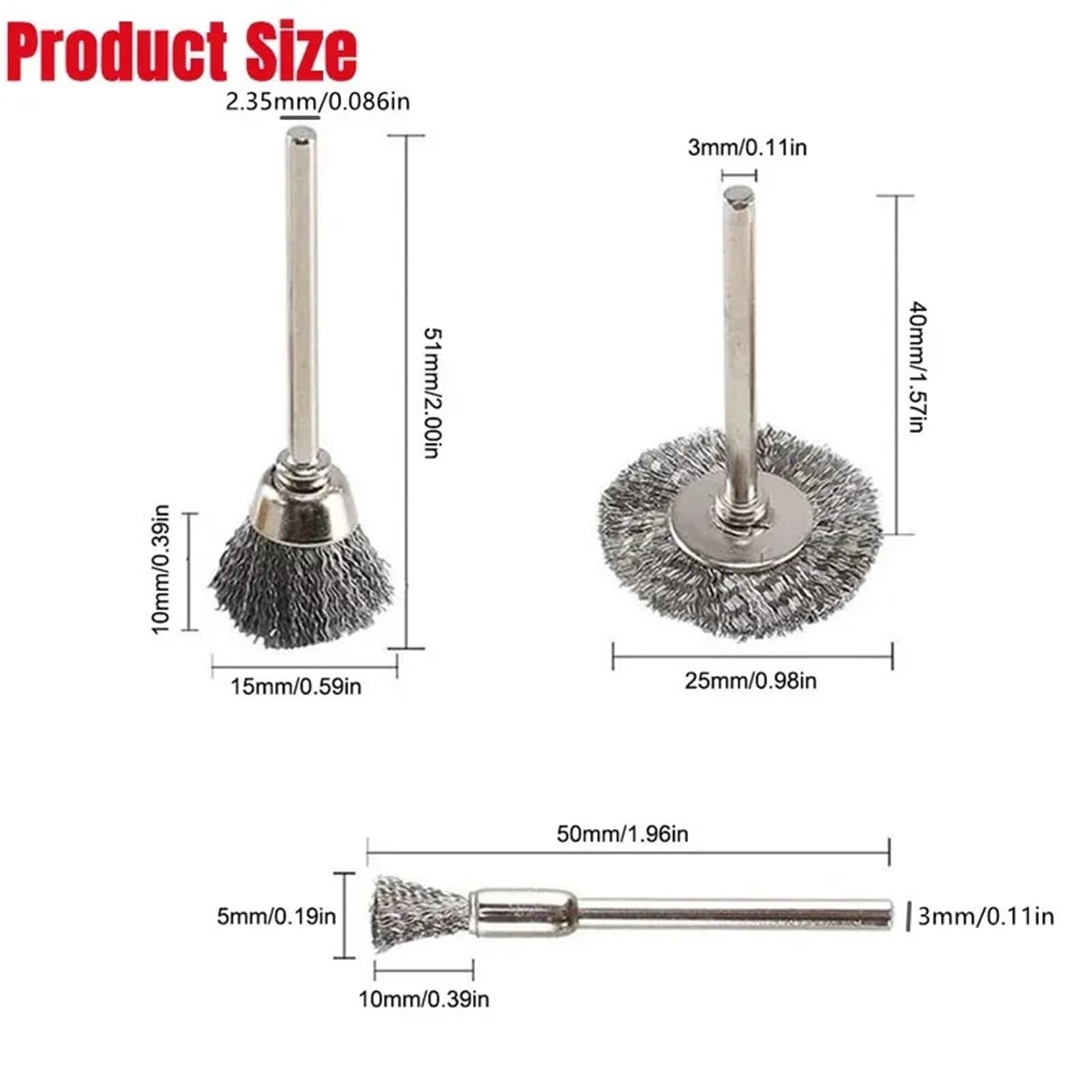 Szczotki metalowe, tarcze miseczkowe, Zestaw szczotek drucianych stalowych 10-45 szt. Ścierne koło garnkowe z chwytem 2,35/3 mm do polerowania wiertłem(45PCS-Silver)