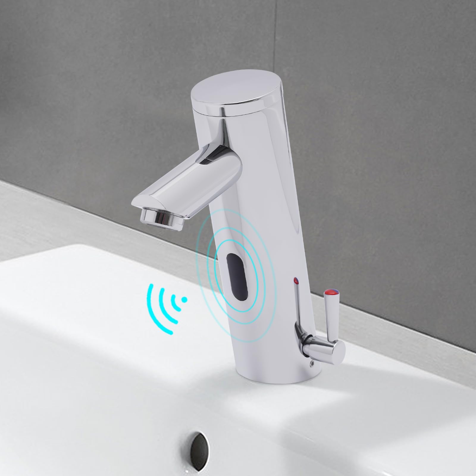 Grifo con sensor automático para cocina, cuarto de baño, grifo de baño automático, rango de detección de 10 cm, mezclador de lavabo de inducción para cocinas, baños, hoteles