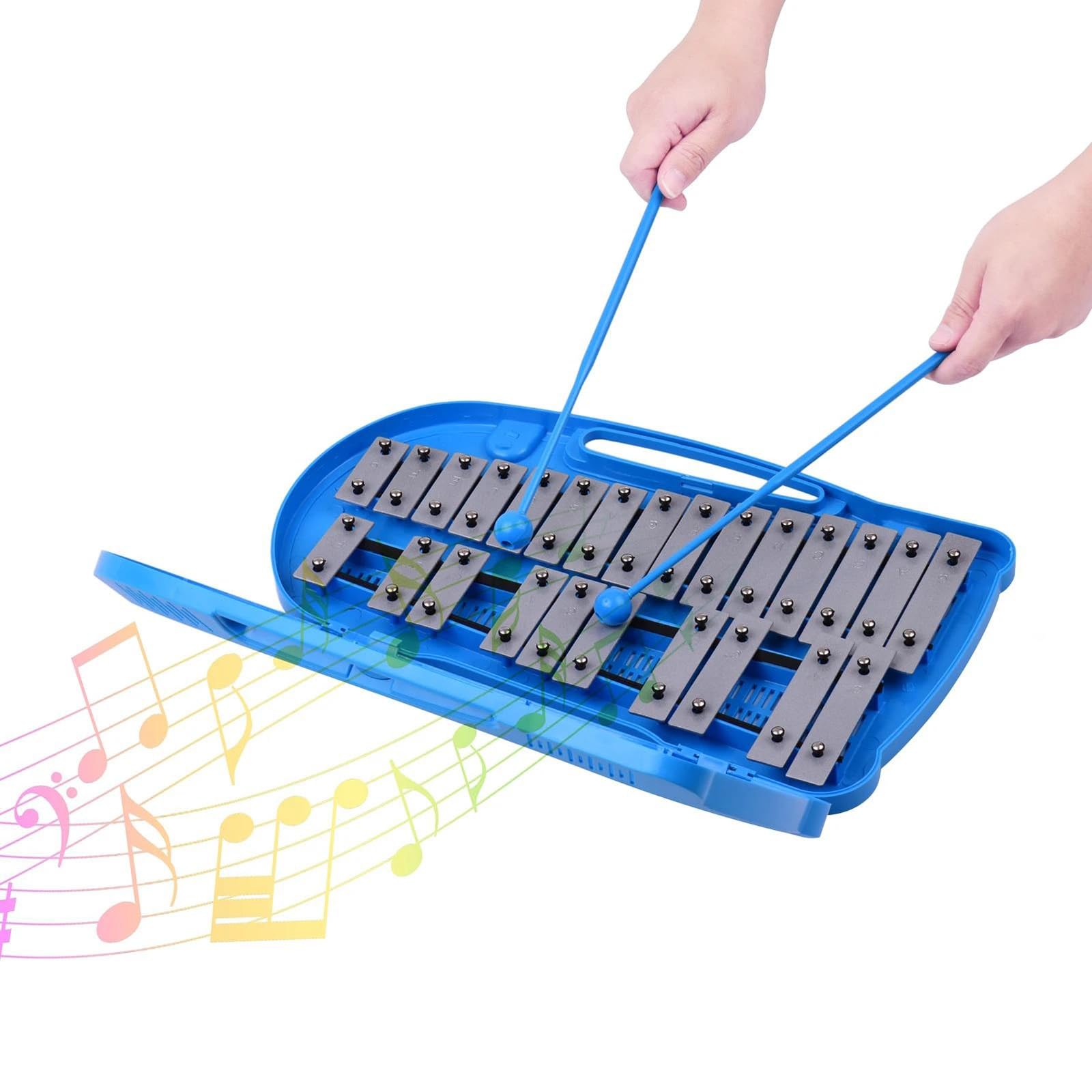 Glockenspiel Professional 25 Note Glockenspiel Xylophone Percussion Instrument With Blue Plastic Case
