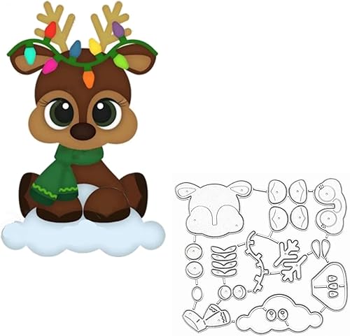 Troqueles de metal de ciervos de Navidad lindos animales troqueles de corte de alce plantillas para bricolaje álbumes de recortes fotos troqueles de