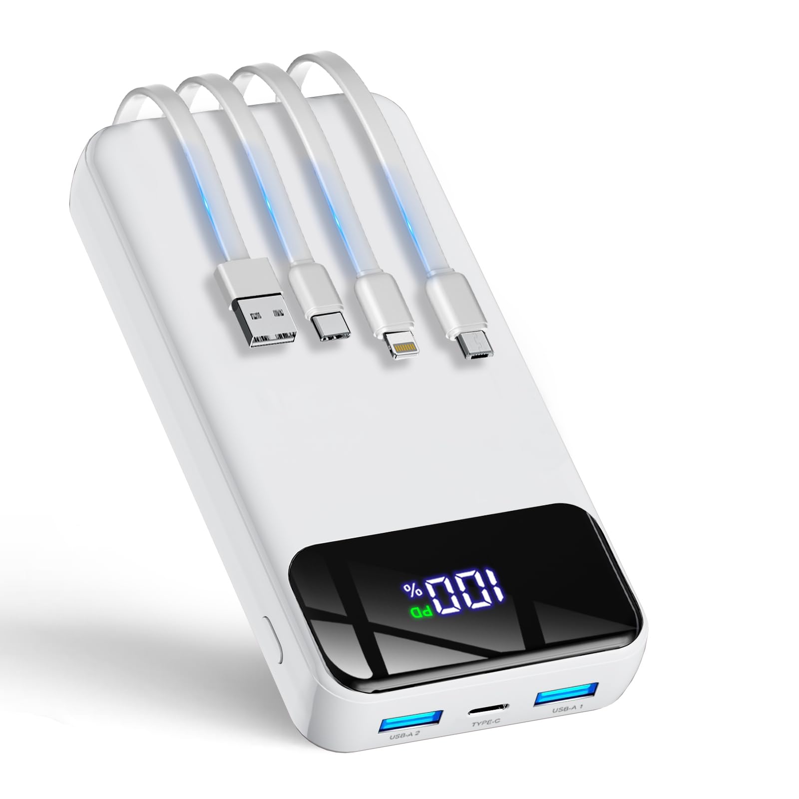 Portable Charger,40000mAh Power Bank with22.5W Fast Charging LED Digital Display Battery Packwith 6 Outputs 2 Inputs, Type C Powerbank PortableCharger for iPhone 16/17 Samsung AirPods etc,White