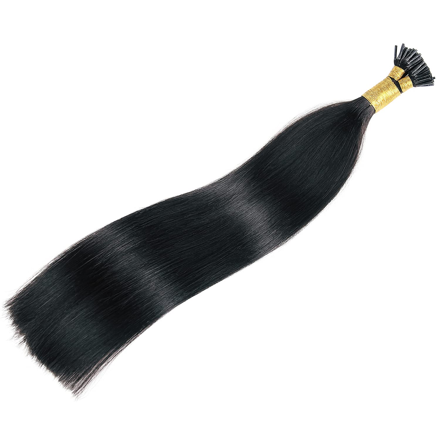 Jiameisi I Tip Hair Extensions Human Hair 14 inch Itip Human Hair Extensions Keratin Real Human Hair Extensions for Women Fit Any Scene #1 Dark Black 50g Styling Dyeing Straightened Cold Fusion