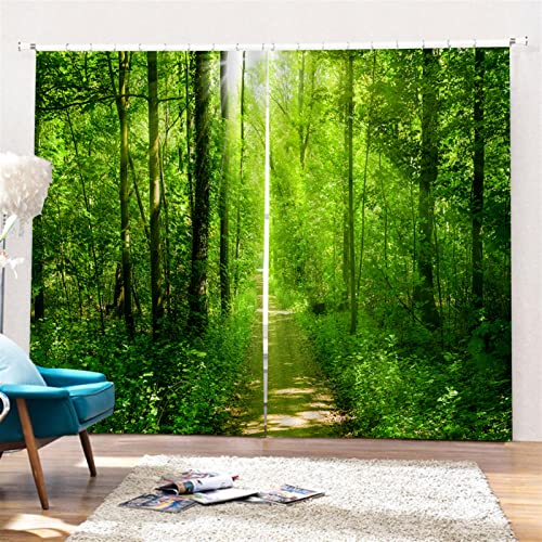 SK Studio Lot de 2 Rideaux Occultant Isolant Thermique Imperméables avec Forest Beach Motif 3D pour Salon Chambre Style 18, 400x213cm