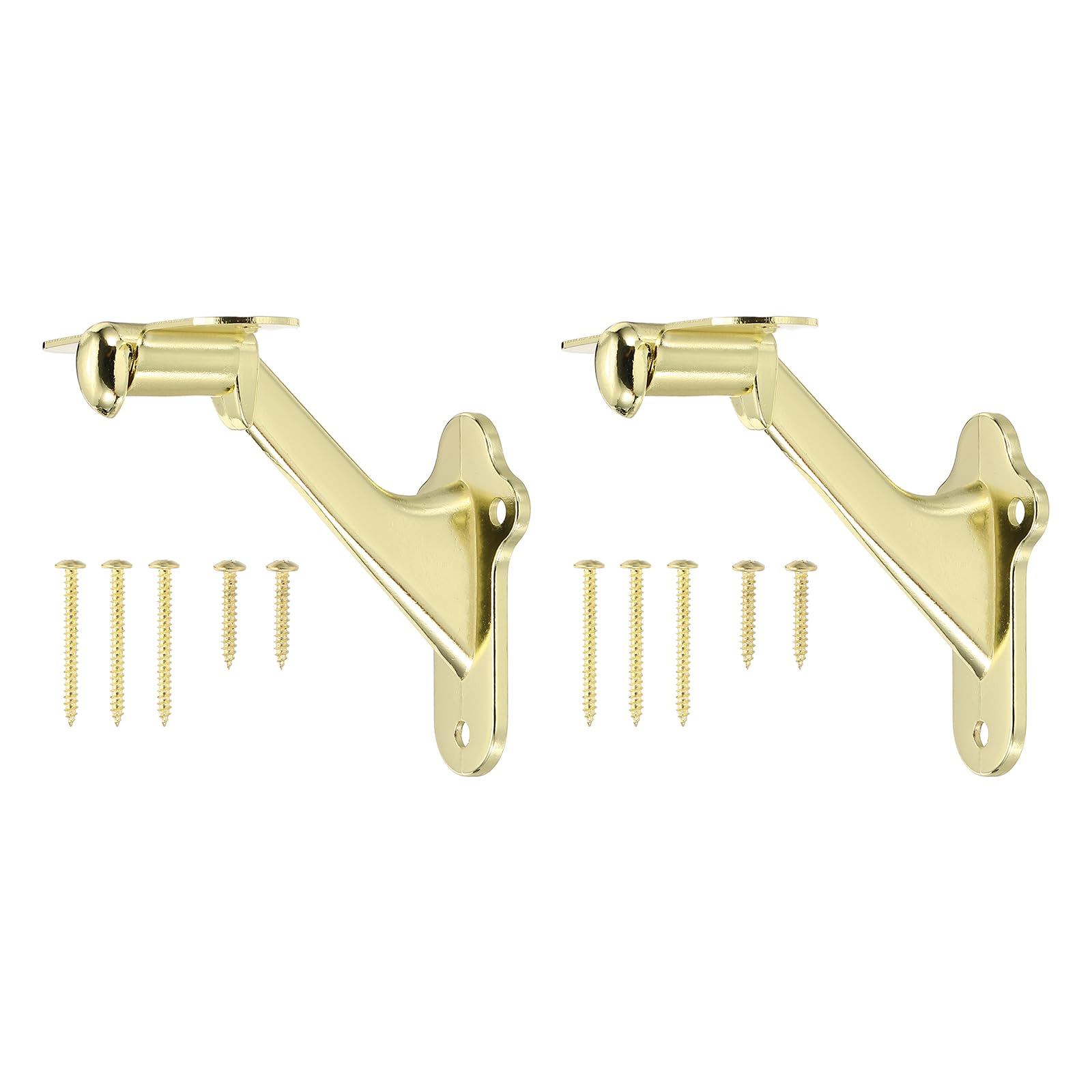 sourcing map Handrail Bracket Gold 3" Stair Railing Brackets 2Pcs