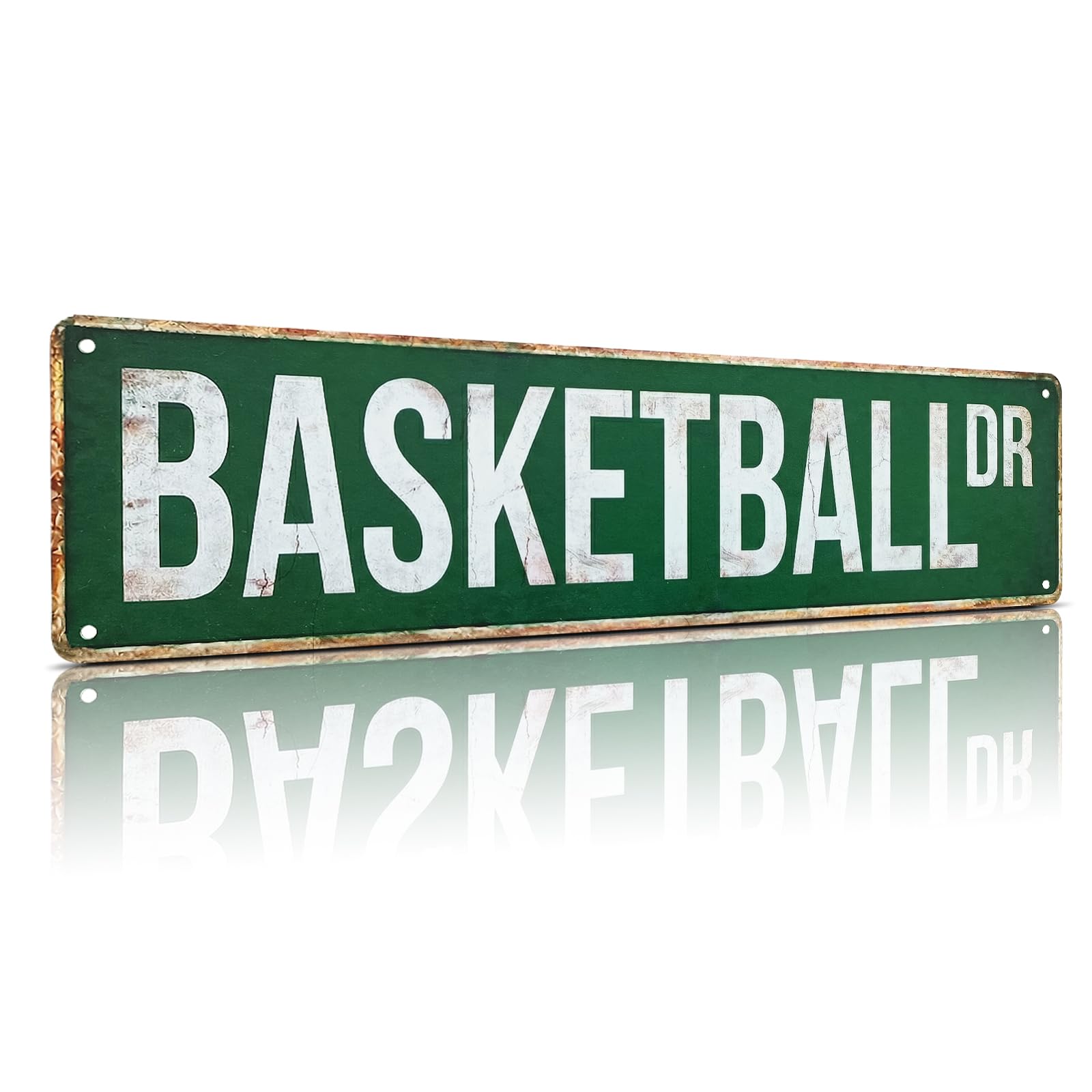Basketball Dr Metal Street Sign, 4x15 Inch Aluminum Wall Decor, Rust-Free Vintage Sports Sign for Game Room, Man Cave, Garage, Home Bar Sign, Pub wall decor, Basketball Fan Gift