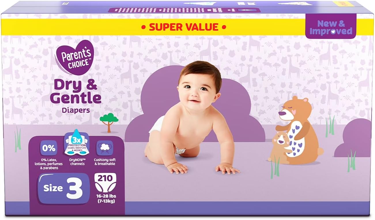 Parent's Choice Diapers, Size 3, 210 Diapers (Mega Box)