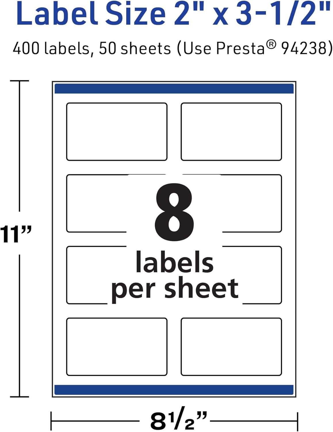 Avery TrueBlock Matte White Rectangle Labels, Sure Feed Technology, 2" x 3.5", 400 Matte White Labels, Print-to-The-Edge, Laser/Inkjet Printable, Great for Packaging and Product Merchandising