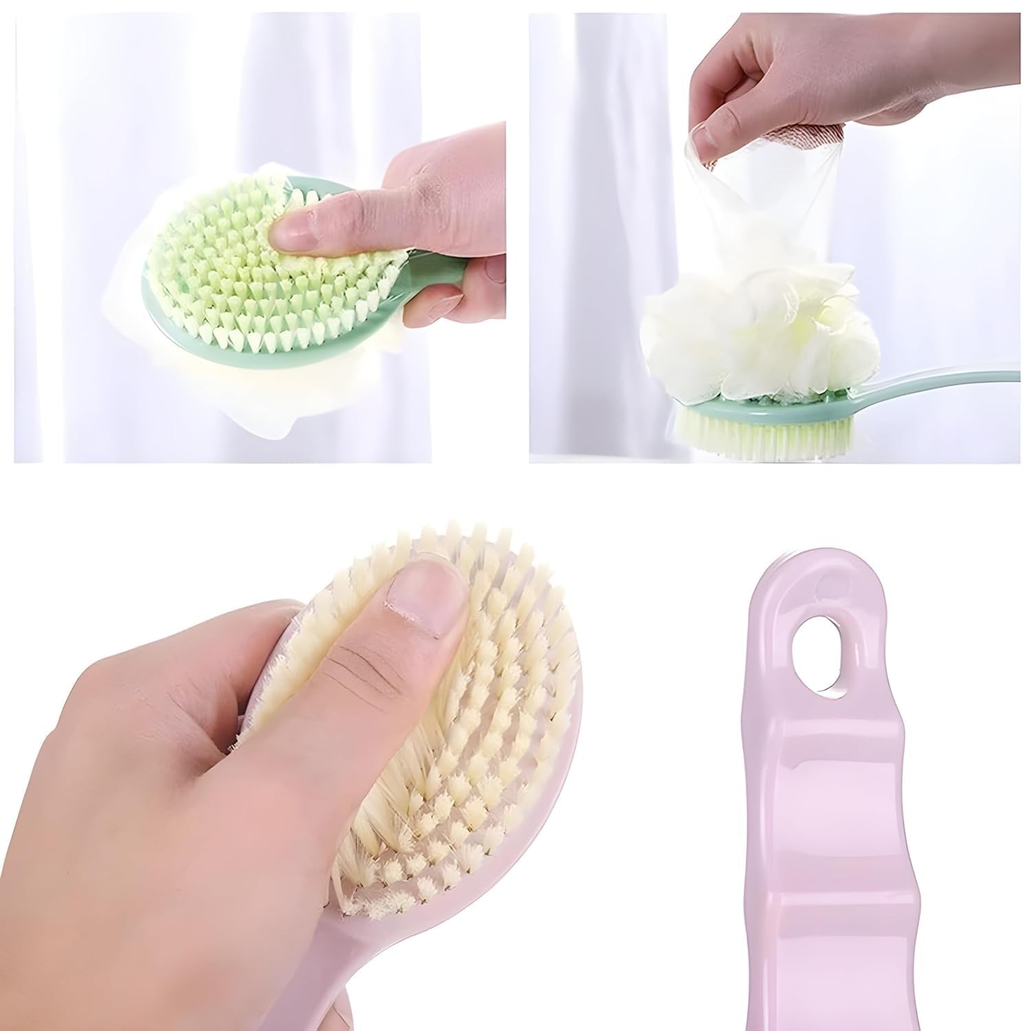 RutviRoshan 2-in-1 Bath and Shower Brush - Dual-Function Exfoliating Bath Brush with Long Handle for Body Scrubbing and Cleansing, Soft Bristle Shower Brush for Sensitive Skin 3