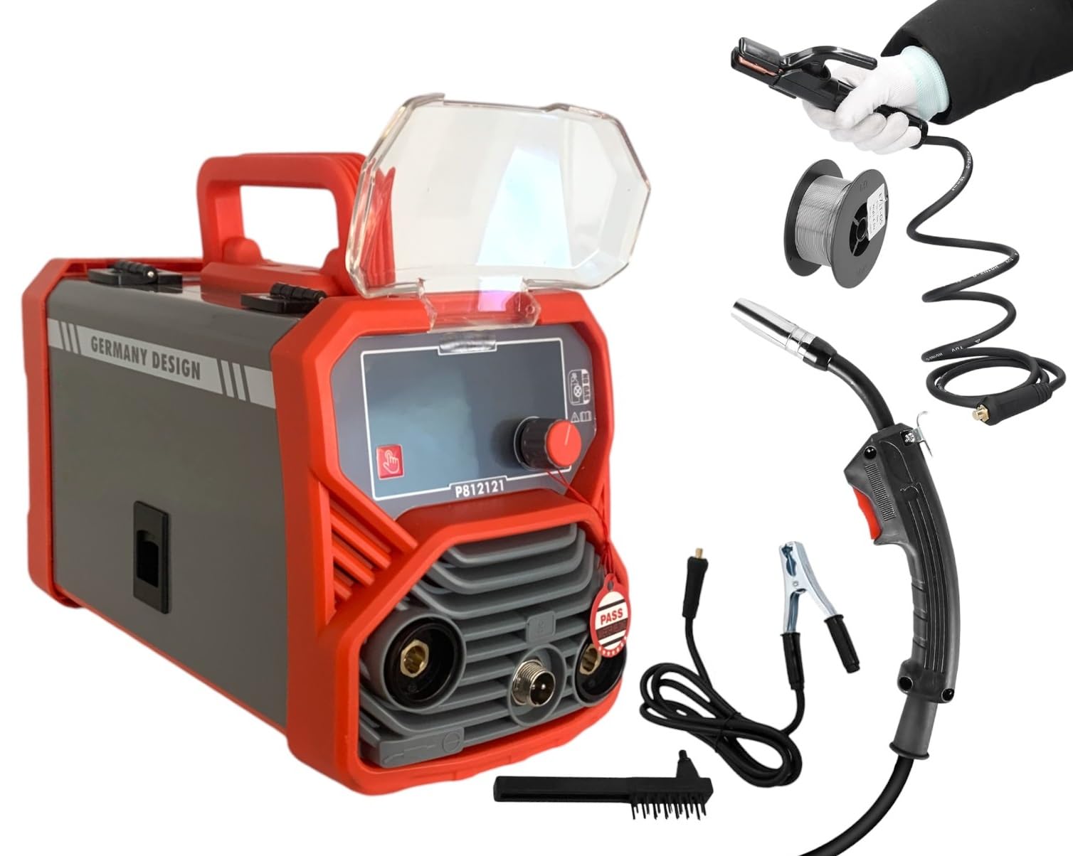 Saldatrice Multifunzione Filo Continuo MIG No GAS + MMA Elettrodo 500 Ampere per Fabbro Display Digitale Portatile Saldatura MIG MMA IGBT inverter include Filo Animato