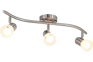 XiNBEi 3-Light Brushed Nickel Wave Track Lighting Track Light with Glass XB-TR1238-3-BN