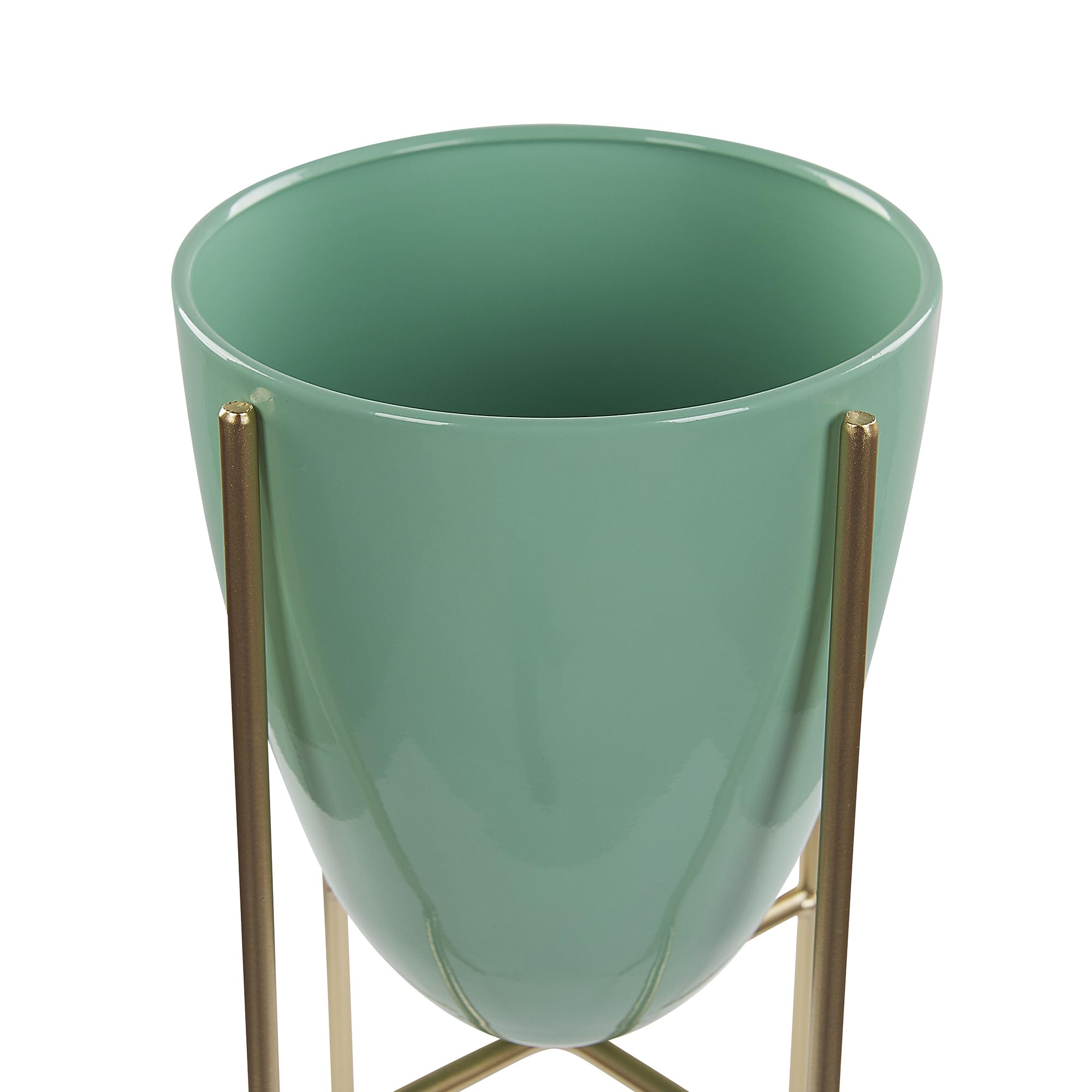 Beliani Cache-Pot de Fleurs sur Pieds Vert et Doré pour Plantes et Fleurs Décoration Salon Glamour