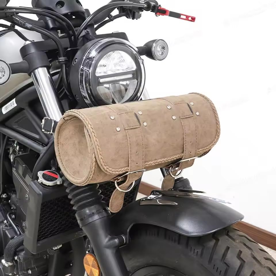 Alforja retro para motocicleta en cuero PU para Chopper Bobber Cruiser para Dyna Softail Sportster miniatura 2