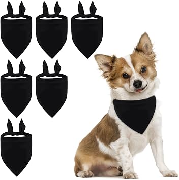 Plain Dog Bandana ، 6 PCS Black Pet Triangle Scarf Breathable Pet Bandana for Dogs and Cats، Black