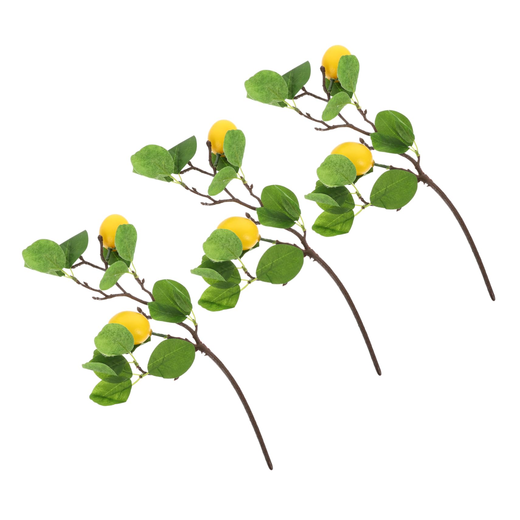 3Pcs Lifelike Artificial Lemon Branches for Flower Arrangement Home Vase Decoration Vivid Plastic Faux Lemon Sprigs with Bright Colors Odorless and Floral Stems for DIY Adornment