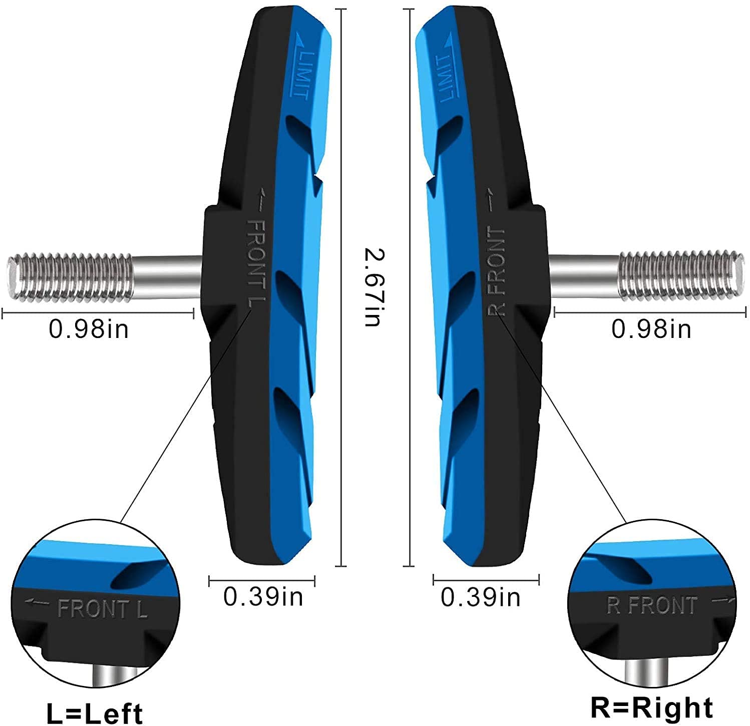 Chooee V-Brake - 2 paia di pastiglie freno per Shimano, 55 mm