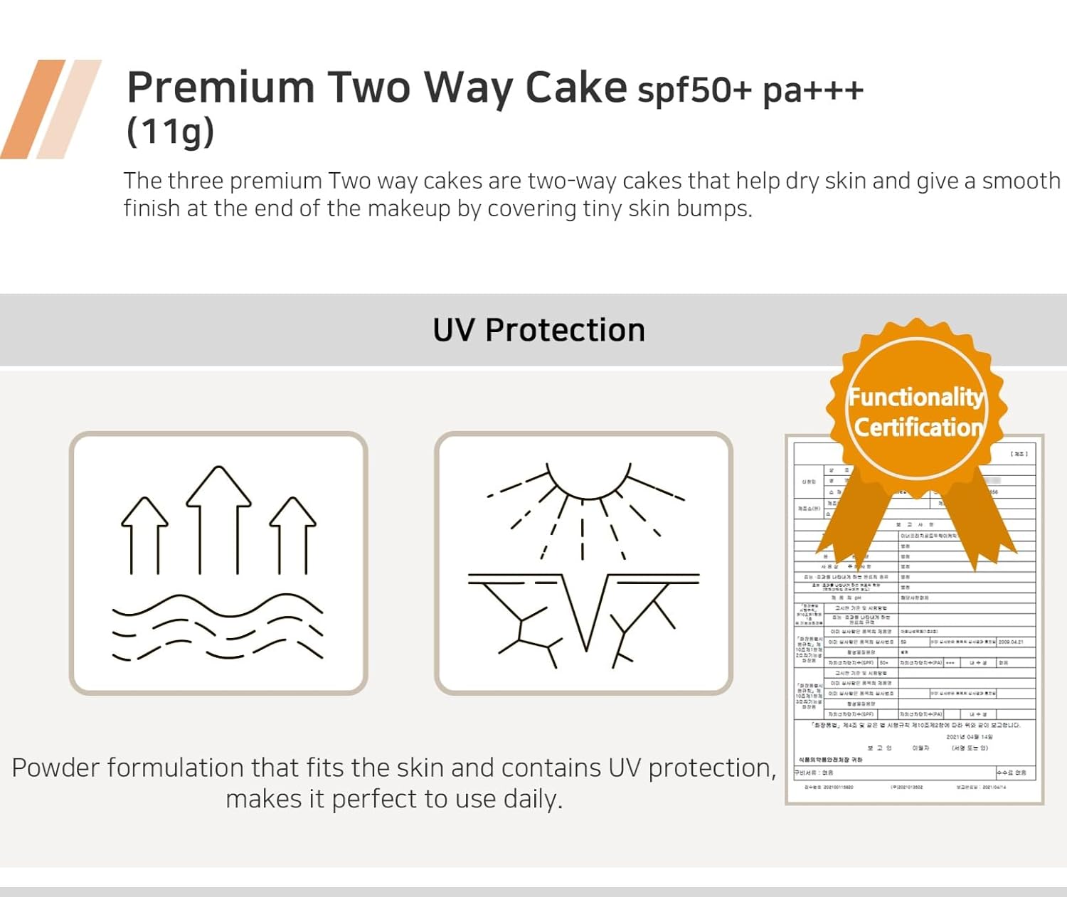 Enough Rich Gold Two Way Cake SPF50, Korean Makeup Setting Powder Foundation, Tattoo Cover Up, Sunscreen for Face, Loose Powder Makeup - Refill Including (#21 Transparent Beige, 0.39 oz)