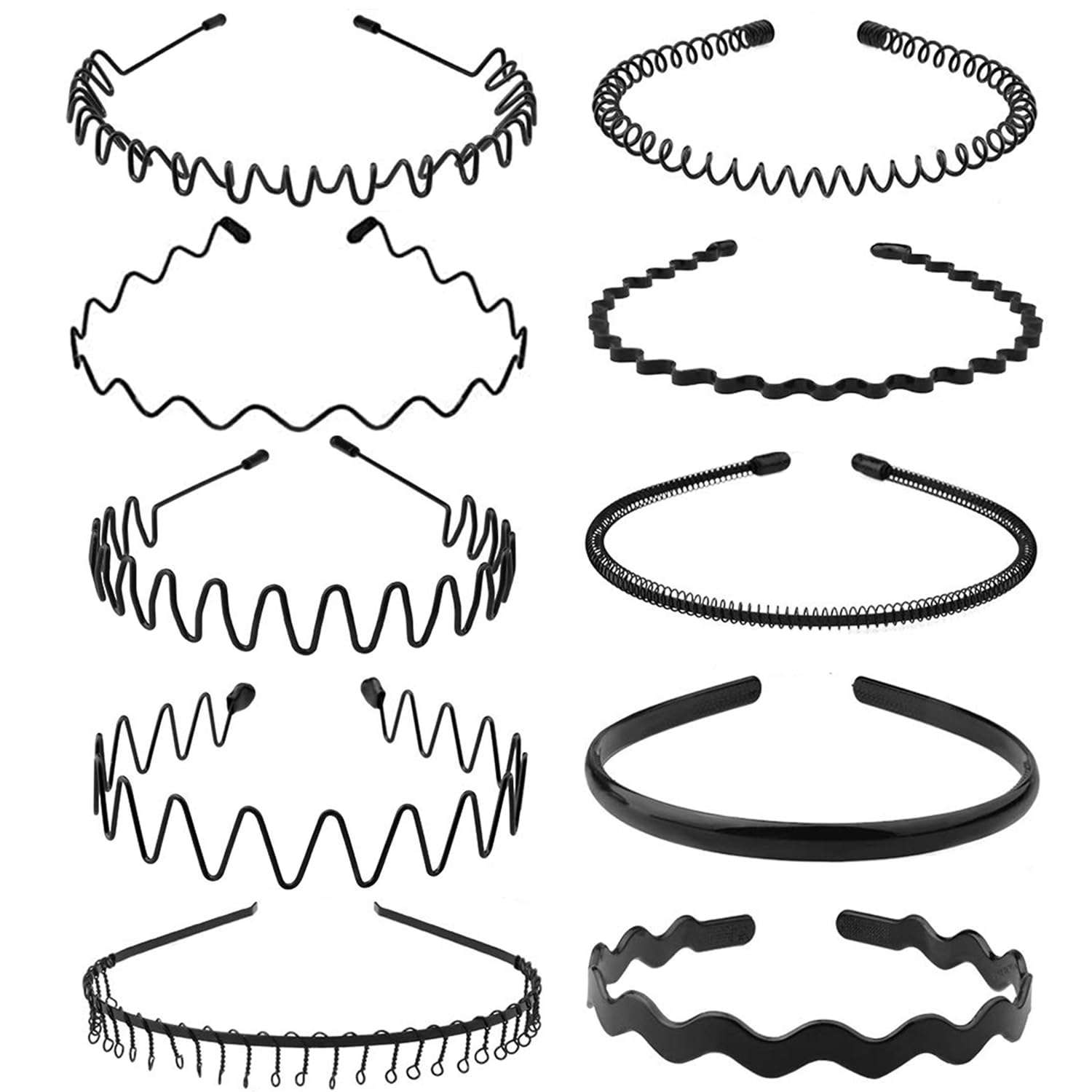 ⚡Men C-New 10pcs Metal Fashion Unisex Wavy Outdoor Simple Elastic Headband Amazon.com : KELUBATU Metal Headbands for Men Fashion  main image 3