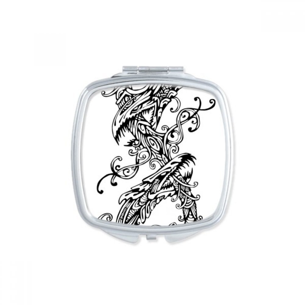 Miroir de poche dragon chinois compact carré et portable pour retouches maquillage