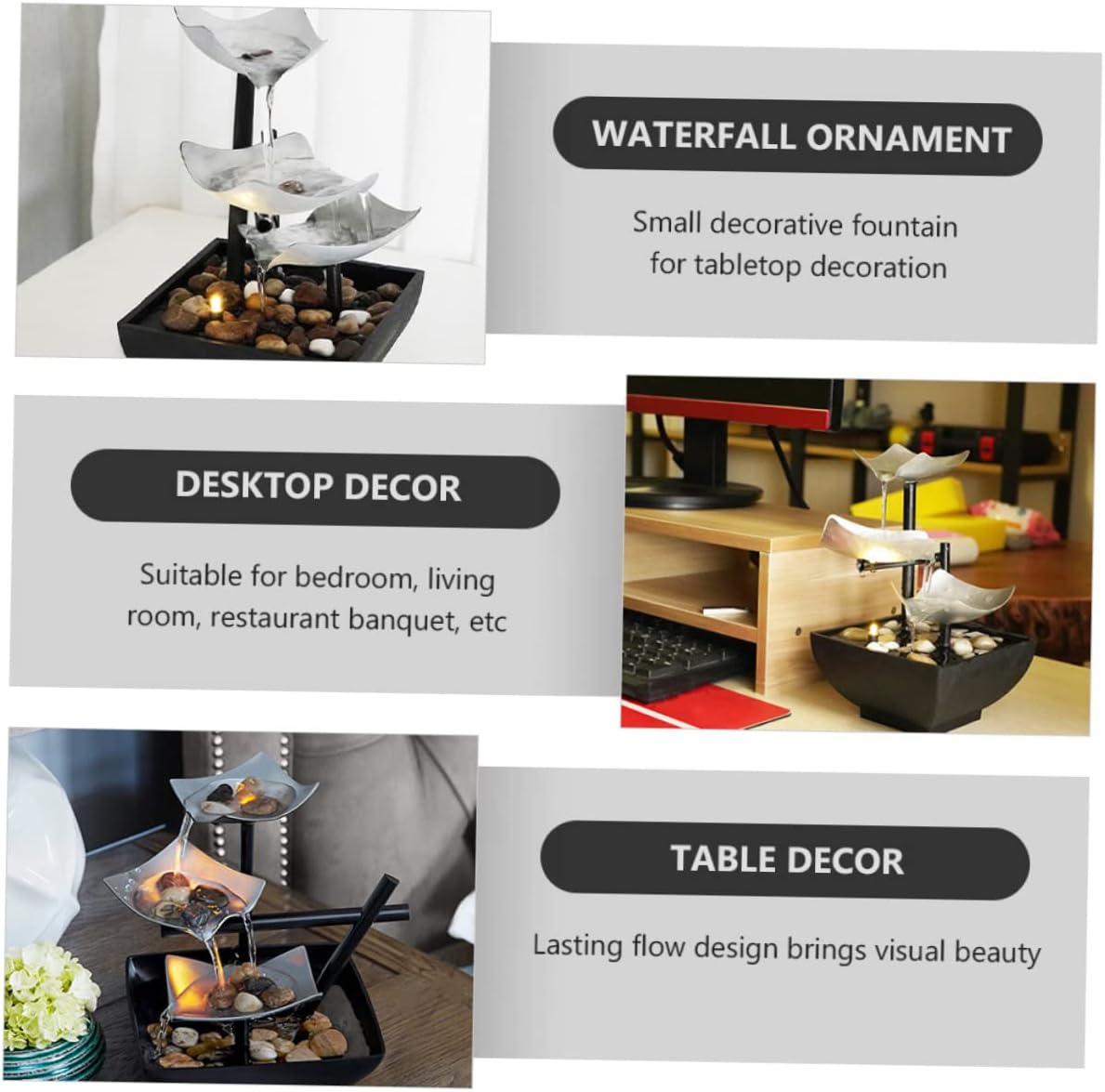 ABOOFAN Running Water Tabletop Decor Desktop Water Fountain Ornament Feature Indoor