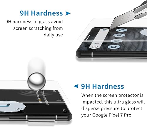 Miniatura 6 de Protector de pantalla para Google Pixel 7 Pro, protector de pantalla de vidrio templado curvado 3D, compatible con desbloqueo de huellas dactilares,