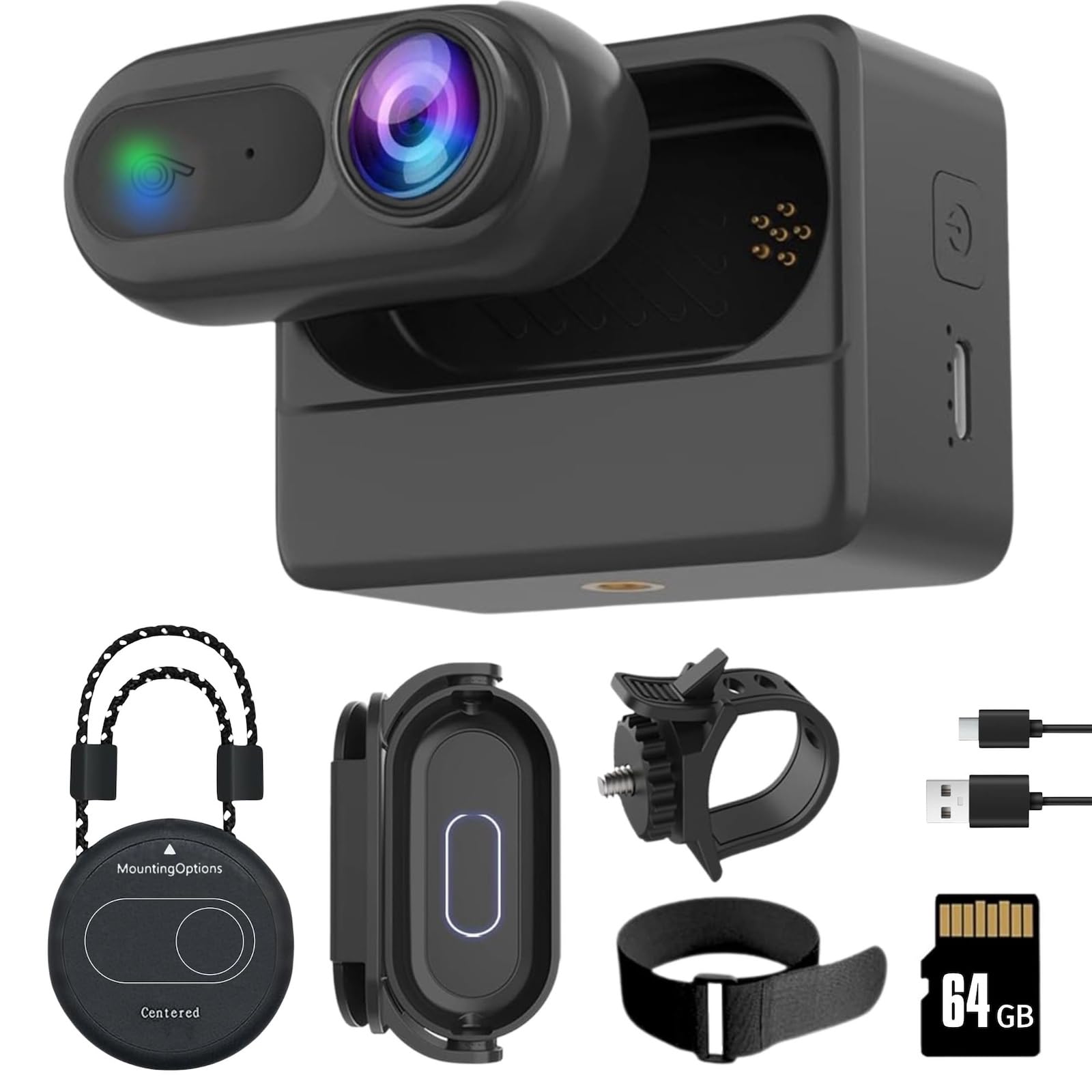 Mini Body CameraWearable Body Cam with 180° Rotatable Clip and Magnetic Lanyard, 2500mAh Charging Case, IPX7 Waterproof POV Cam,Thumb Action Camera for Pets, Sport, Travel (black-64G)-picture-39