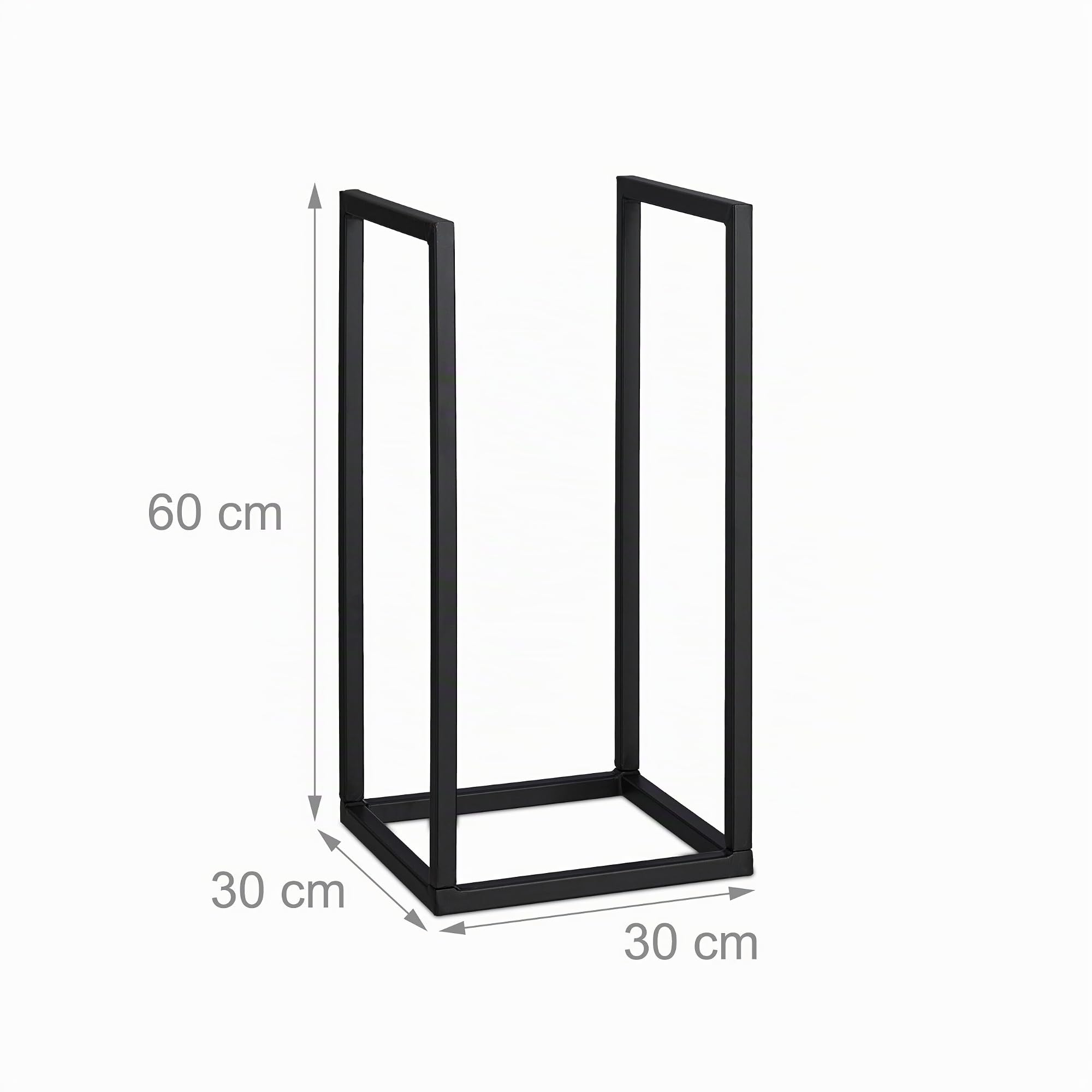 Relaxdays Scaffale Portalegna da Interno in Metallo, per Ceppi da Camino, HLP 60x30x30 cm, Porta Legna da Ardere, Nero