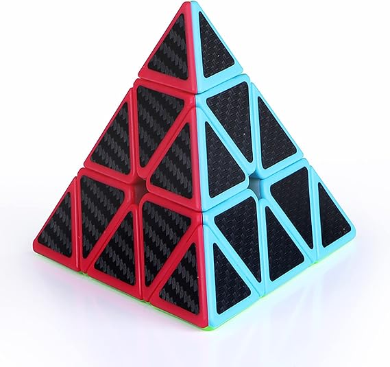 Pyramid Speed Cube Carbon Fiber Sticker Puzzle Cube 3X3X3 Speed Cube Triangle Magic Cube Puzzle Toy Magic Cube Puzzle 3X3